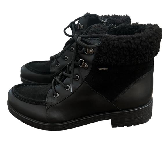 NWOT Women's GEOX Rawelle ABX Faux Shearling Waterproof Black Boots - Sz 10 - Picture 4 of 8